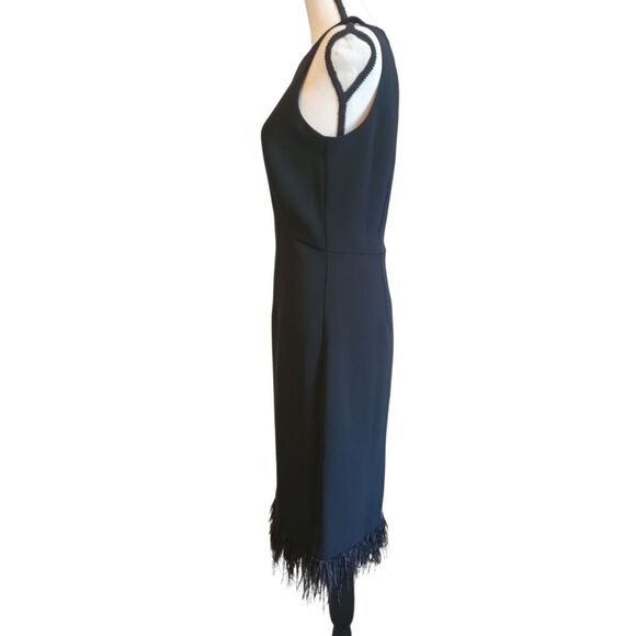 Ann Taylor Black Sleeveless Shell Dress with Feather Hem, Sz. 2 - Picture 4 of 7